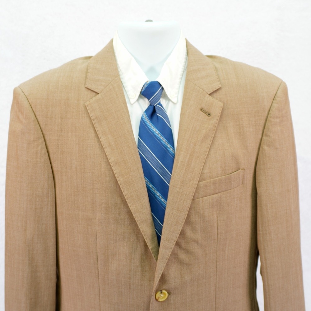 Indochino Wool Tan Birdseye Surgical Cuff Bespoke 2 Button Blazer 38R‎